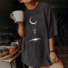 img 3 attached to Women'S Oversized Vintage Graphic Tees - Trendy Casual Loose Blouses With Short Sleeves, Crewneck Tops For Summer