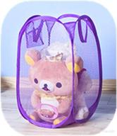 convenient folding mesh laundry hamper: portable storage solution for baby clothes, kids toys, camping gear - purple logo