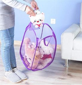 img 2 attached to Convenient Folding Mesh Laundry Hamper: Portable Storage Solution for Baby Clothes, Kids Toys, Camping Gear - Purple