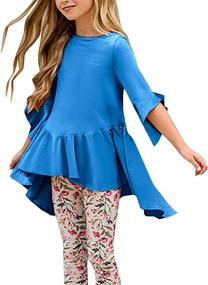 img 3 attached to 👚 Stylish Girls' Shirts: Summer Ruffle Blouses for Fashionable Girls, Available in Tops, Tees & Blouses Collection