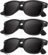 set of 3 matte finish polarized sunglasses with color mirror lens for men and women, 100% uv blocking logo