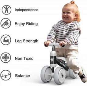 img 3 attached to Baby Balance Bikes: No-Pedal 4-Wheeled Bicycle For 10-24 Month Old Toddlers. Perfect First Birthday Or Holiday Gift For Boys And Girls!