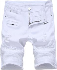 img 4 attached to Мужские классические винтажные джинсовые шорты из хлопка и хлопка, летние повседневные шорты PASOK
