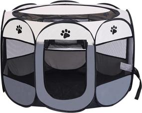 img 4 attached to Puppy Pet Playpen for Large Dogs: A Portable Indoor Fence for Cats - Foldable Doggie Play Pen (Size L)