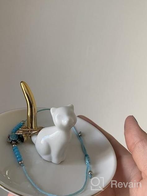 img 1 attached to EZDC Glazed Ceramic Ring Dish, Gold Tail Cat Ring Holder Dish, 4.5” Jewelry Dish, Ring Holder For Jewelry, Rings, Earrings & Necklaces review by Amanda Johnson
