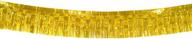 1 pack of 10ft gold foil fringe garland - shiny metallic tassle banner for parade floats, bridal shower, wedding & birthday decorations logo