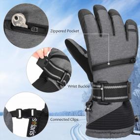img 3 attached to 3M Thinsulate Waterproof Ski Gloves, Winter Warm Snowboarding Cycling Shoveling Outdoor Sports Men Women Gifts