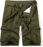 men's ochenta cargo shorts w/ zipper pockets: summer casual military outdoor work (no belt) logo