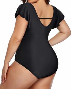 img 2 attached to Plus Size Women'S One-Piece Swimsuit With Tummy Control And Ruffle Detailing By Yonique - Stylish Swimwear For Flattering Silhouette.