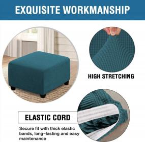img 2 attached to H.VERSAILTEX Large Folding Storage Ottoman Slipcover Protector Form Fit Elastic Bottom Stretch High Spandex Small Checks Jacquard Fabric - Deep Teal