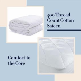img 3 attached to Queen Size 400 Thread Count Cotton Sateen Mattress Pad By DOWNLITE Stearns & Foster