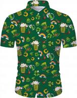 st. patrick's day men's hawaiian shirt - irish shamrock print, short sleeves, button down, aloha style logo