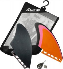 img 4 attached to Smooth Fiberglass Flex Twin Keel Fins - AQUBONA Single Tab Dual Tabs Surfboard Fins For Fishtail Surfing