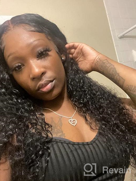 img 1 attached to Natural Deep Wave Lace Front Human Hair Wig With Pre-Plucked Hairline, 220% Density And Baby Hair - Glueless And Perfect For Black Women - 13X4, 26 Inch, Natural Color review by Mike Steeg