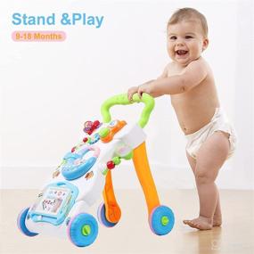 img 2 attached to 👶 Sit to Stand Baby Walker with Music, Light, Removable Drawing Board, Music Piano, Mini Phone - Toddler Push Walking Toys for 6+ Months Baby Boys and Girls