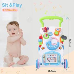img 3 attached to 👶 Sit to Stand Baby Walker with Music, Light, Removable Drawing Board, Music Piano, Mini Phone - Toddler Push Walking Toys for 6+ Months Baby Boys and Girls