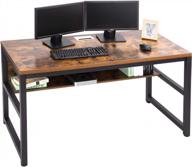 компьютерный стол topsky с книжной полкой/металлическим отверстием для кабеля 1,18 дюйма толщиной (55 дюймов, деревенский коричневый) логотип