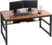 topsky computer desk with bookshelf/metal hole cable cover 1.18" thick desk (55", rustic brown) logo