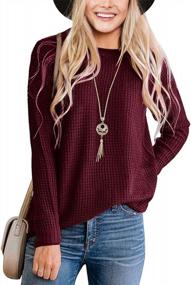 img 4 attached to Women'S Waffle Knit Pullover Sweater Long Sleeve Jumper Top Casual Wear