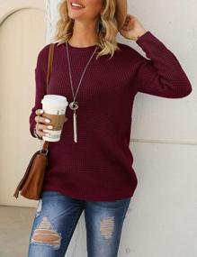 img 1 attached to Women'S Waffle Knit Pullover Sweater Long Sleeve Jumper Top Casual Wear