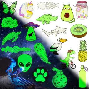 img 4 attached to 20Pcs QTL Glow In The Dark Wall Stickers For Kids, Adults Girls Boys Laptop Water Bottles Decor - Waterproof Vinyl