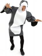 забавный унисекс костюм серой акулы на хэллоуин - отличный большой взрослый костюм одного размера! логотип