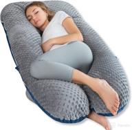 🤰 angqi peanutshell pregnancy pillow: u shaped full body maternity pillow for side sleeping and back support - blue & grey, with minky dot & velvet cover логотип