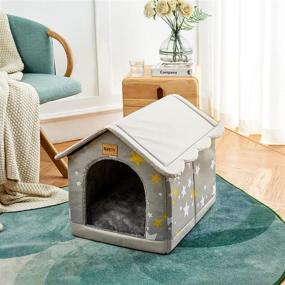 img 1 attached to 🐾 Jiupety Cozy Pet Bed House: Indoor/Outdoor Waterproof Shelter, S/M/L/XL/2XL Size for Cats and Dogs. Warm Cave Sleeping Bed Nest for Cats and Small/Medium/Large Breed Dogs