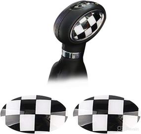 img 4 attached to 🚗 GTINTHEBOX Checkered Shift Knob Covers for Mini Cooper/Cooper S F56, F55, F57, F54