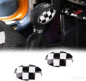 img 1 attached to 🚗 GTINTHEBOX Checkered Shift Knob Covers for Mini Cooper/Cooper S F56, F55, F57, F54