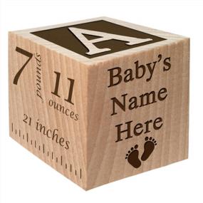 img 4 attached to Personalized Baby Block Gift For Newborn Boy Or Girl - Custom Birth Announcement Wood Wooden Block By Glitzby