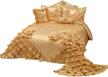 royalty-inspired gold oversized wedding bedspread bedding set for cal/king bed (120x110) - romantic, aesthetic, and plush including 2 pillow shams, 1 square pillow, and 1 neck roll logo