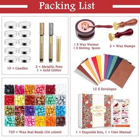 img 2 attached to Complete Sealing Wax Kit With Wax Seal Beads, Seal Stamp, Warmer, Spoon, Envelopes, And Candles - Ideal For Letter Sealing And Decorating