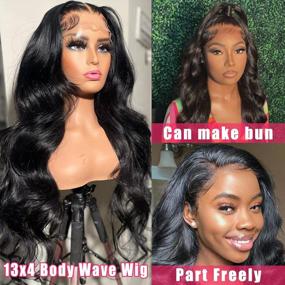 img 1 attached to ALIMICE Lace Front Wigs Human Hair Body Wave 13X4 Transparent Lace Frontal Human Hair Wig For Black Women 100% Virgin Human Hair Pre-Plucked With Baby Hair 150% Density Natural Color (24 Inch)