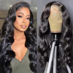 img 4 attached to ALIMICE Lace Front Wigs Human Hair Body Wave 13X4 Transparent Lace Frontal Human Hair Wig For Black Women 100% Virgin Human Hair Pre-Plucked With Baby Hair 150% Density Natural Color (24 Inch)