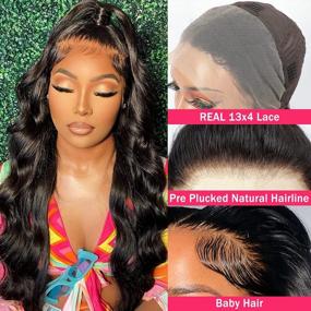 img 3 attached to ALIMICE Lace Front Wigs Human Hair Body Wave 13X4 Transparent Lace Frontal Human Hair Wig For Black Women 100% Virgin Human Hair Pre-Plucked With Baby Hair 150% Density Natural Color (24 Inch)