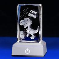 ослепительный кристалл динозавра t-rex из 3d-гравированного стекла: идеальное декоративное пресс-папье, лампа и фигурка для детей, подростков, мужчин и любителей динозавров юрского периода - идеальный подарок на день рождения для мальчиков логотип