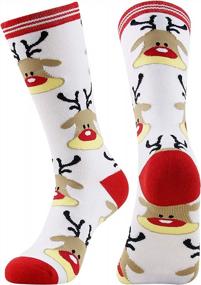 img 4 attached to Cute And Cozy Christmas-Themed Women'S Knit Crew Socks With Novelty Cartoon Patterns - Perfect Holiday Gift Idea