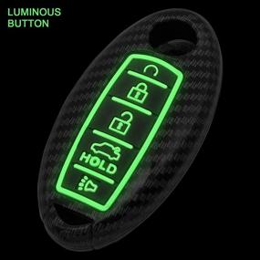 img 3 attached to 🔑 TANGSEN Smart Key Fob Case Cover for Infiniti JX35 Q50 Q60 QX56 QX60 QX80: Black Carbon Fiber Pattern, Night-Luminous Black Design