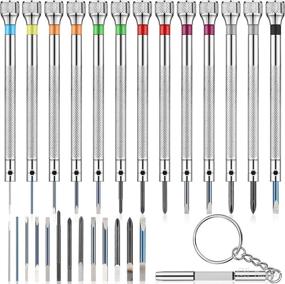 img 4 attached to Premium 13-Piece Watch Screwdriver Set with Replacement Blades - Repair Jewelry, Eyeglasses, Electronics