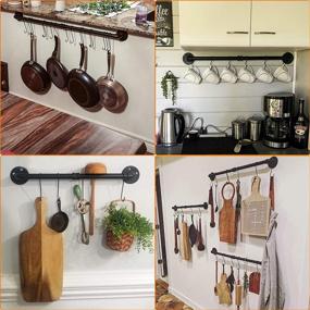 img 1 attached to Black Wall Mounted Pot Rack With 16 Hooks And Detachable Organizer For Pans, Lids, And Utensils - Toplife 39.4 Inches