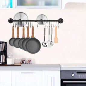 img 2 attached to Black Wall Mounted Pot Rack With 16 Hooks And Detachable Organizer For Pans, Lids, And Utensils - Toplife 39.4 Inches