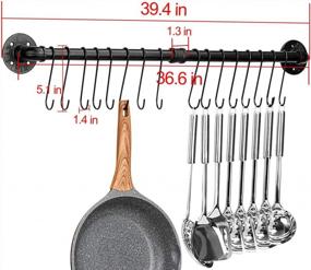 img 3 attached to Black Wall Mounted Pot Rack With 16 Hooks And Detachable Organizer For Pans, Lids, And Utensils - Toplife 39.4 Inches
