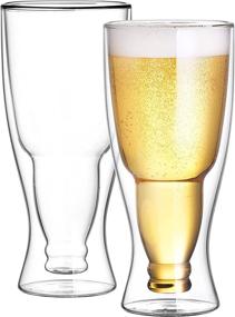 img 4 attached to Наслаждайтесь пивом стильно с перевернутыми пивными бокалами CNGLASS с двойными стенками - набор из 2!