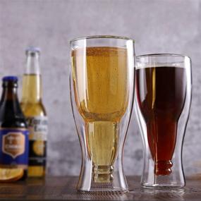 img 1 attached to Наслаждайтесь пивом стильно с перевернутыми пивными бокалами CNGLASS с двойными стенками - набор из 2!