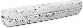 img 2 attached to Roro Ceramic Stoneware Hand-Molded Speckled Spotted Relish Plate (Olive Tray Set Of 2, Lunar White)