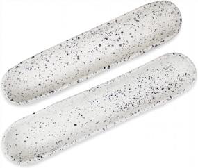 img 4 attached to Roro Ceramic Stoneware Hand-Molded Speckled Spotted Relish Plate (Olive Tray Set Of 2, Lunar White)