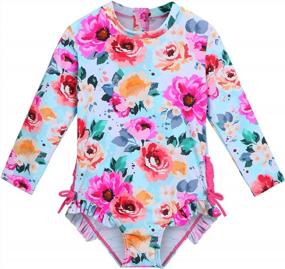 img 4 attached to Girls Long Sleeve Rash Guard 1 Piece UPF 50+ Sun Protection Zip Swimsuit