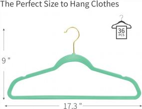 img 3 attached to 36 Pack Of Teal Velvet Hangers With No-Slip Grip, Slim Design, And Durable Construction. Perfect For Coats, Suits, And Space-Saving Closet Organization. Features 360 Swivel Golden-Plated Hook.