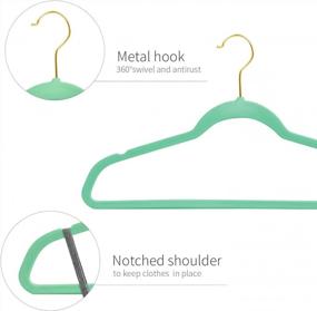 img 2 attached to 36 Pack Of Teal Velvet Hangers With No-Slip Grip, Slim Design, And Durable Construction. Perfect For Coats, Suits, And Space-Saving Closet Organization. Features 360 Swivel Golden-Plated Hook.